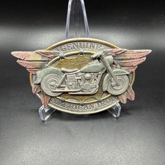 Rare 1994 Bergamot &lsquo;Genuine American Iron&rsquo; Motorcycle Belt Buckle-Enameled