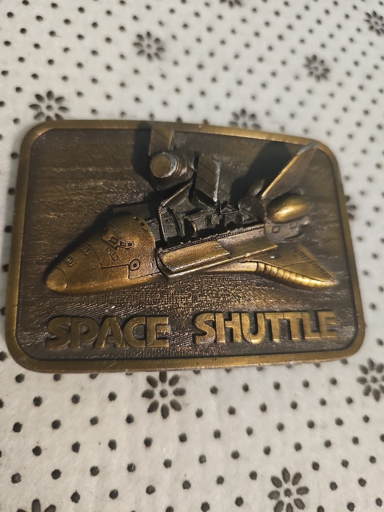 NASA Space Shuttle Belt Buckle 3.25 x 2.25 The Buckle Company 1980 Metal 3D