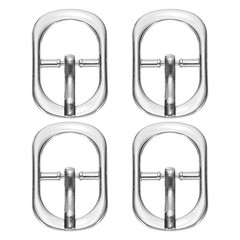 4 Pcs 0.6 Inch Single Prong Buckle Oval Center Bar Buckle, Silver Tone