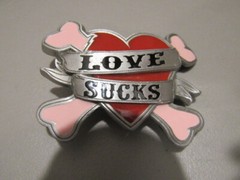 LOVE SUCKS Pure Pewter Belt Buckle