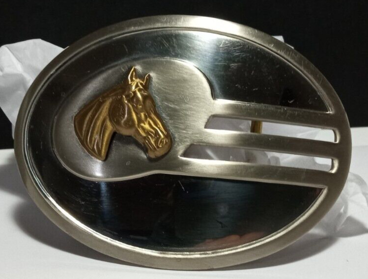 Justin Nickel Silver Horse Head 89N Belt Buckle 2.5 x 3.5 Inch Horses