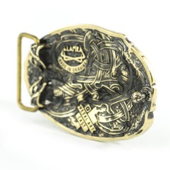 Viking warship Drakkar brass belt buckle, Scandinavian Nordic Celtic warrior