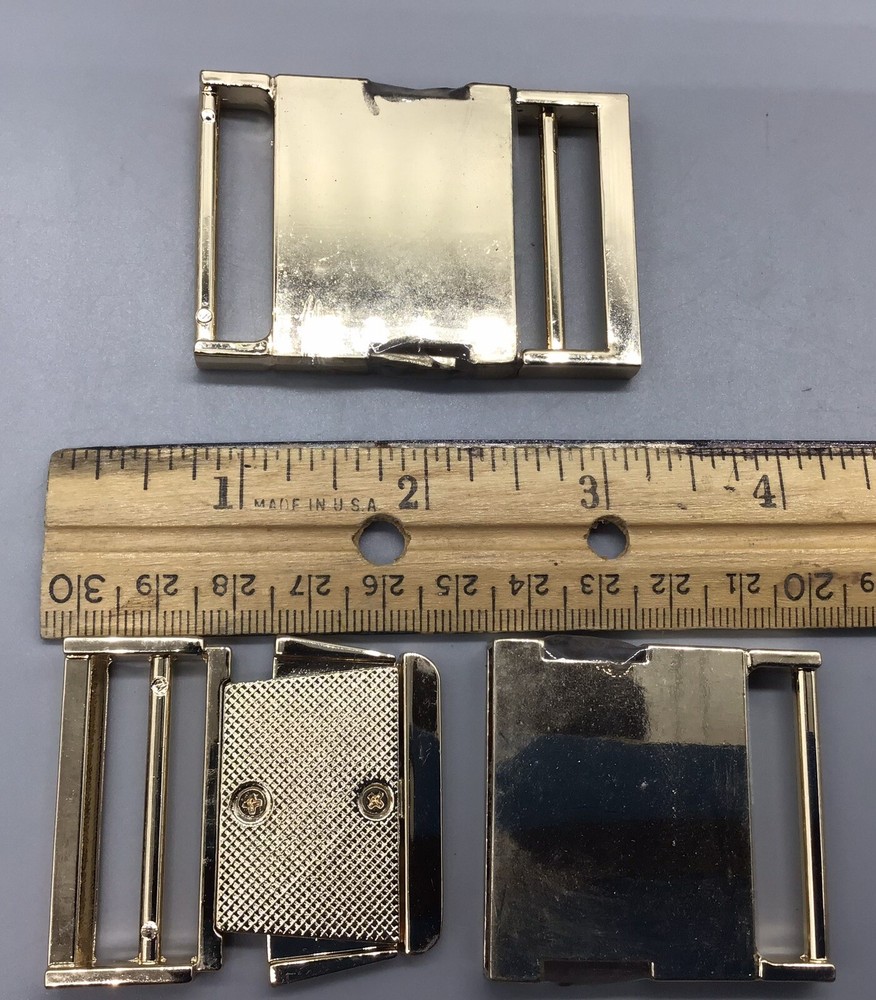 Gold Tone Polished Web Belt Buckles 2 For 1-3/8” Wide Belts NIP