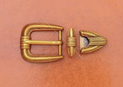 25MM Gold Plated Western Cowboy Prong Leathercraft 3-Piece Set Pin Belt Buckle