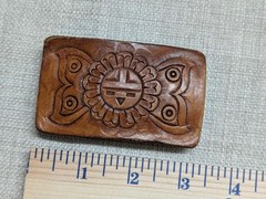 vintage HAND TOOLED belt buckle SOUTHWESTERN native american indian COWBOY