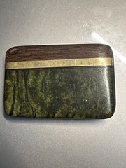 Vintage Wood and Brass Inlay Belt Buckle Mid Century Danish Modern Style