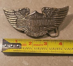 Vintage Harley Davidson Brass Belt Buckle From Lewis Buckles of Chicago Winged