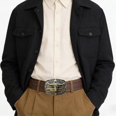 GRAERRY Western Cowboy L – Fit Waist Size 38&Prime;-41&Prime;, Bronze Bull/Brown Belt