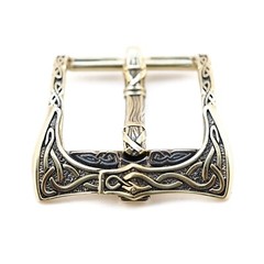 Brass belt buckle Viking Ax, pin type buckle, Scandinavian Old Norse Viking
