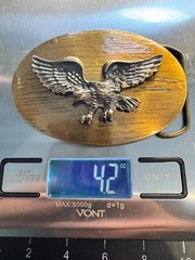Vintage 1970s Brass Belt Buckle EAGLE WESTERN cowboy USA United States