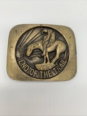 Vintage End Of The Trail Brass Belt Buckle Sculpture By James Earle Fraser Aged