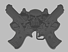 Skull Belt Buckles Black Metal Vintage Halloween Gun Pistols Pirate Skeleton