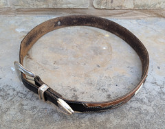 Vogt Mexico Sterling front 14K gold fill 3 pc Buckle Set Silver Creek belt 34