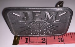 PEWTER Belt Buckle JEM GLASS CO. Moore, Oklahoma by HIT LINE