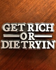 Get Rich Or Die Trying Funny Quote Millionaire Joke Metal Men’s Belt Buckle