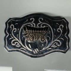 Western Covered Wagon Belt Buckle Ornate Silver Tone Western Style