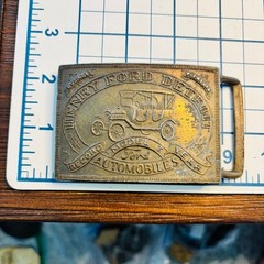 Vintage Henry Ford Detroit Belt Buckle Multicolor Brass 3.25×2 in