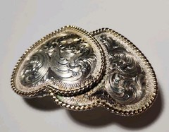 MONTANA SILVERSMITHS Double Heart Western Belt Buckle Silver-tone Gold-tone