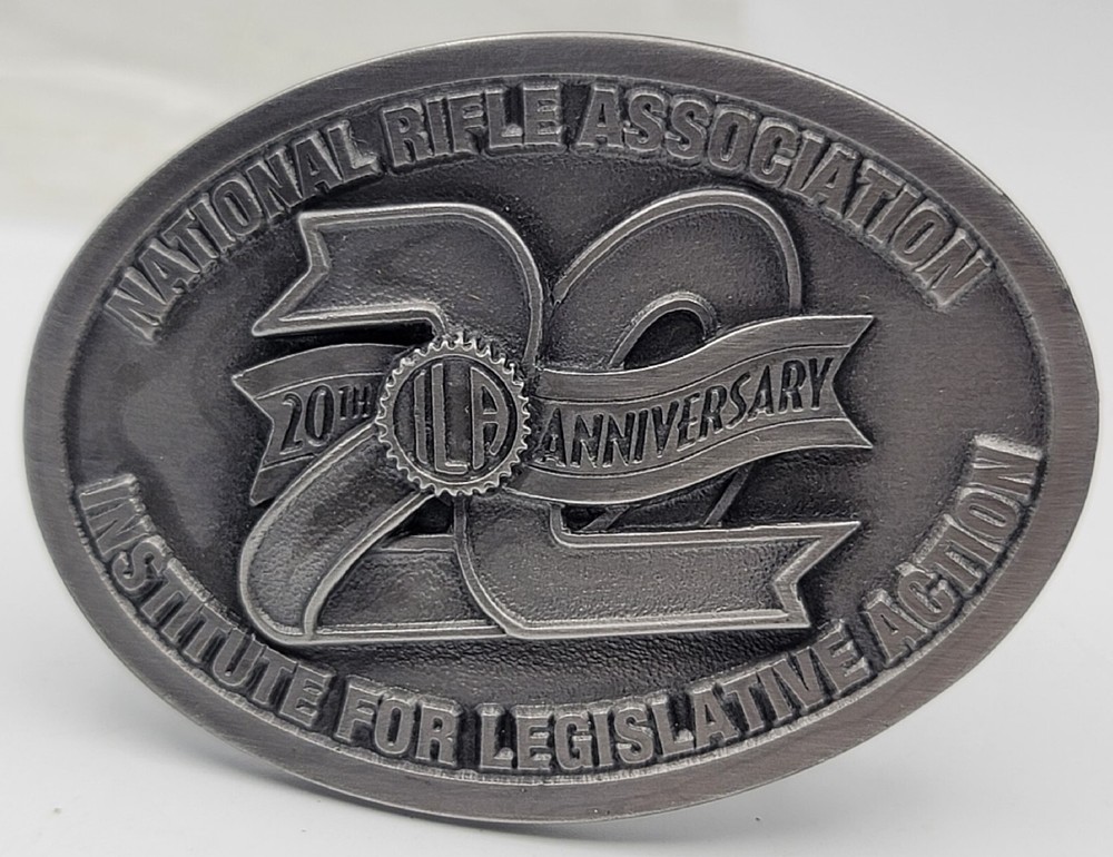 Vtg Belt Buckle Gun NRA ILA 20th Anniversary 3d Lion Shape Chape & Prong NEW