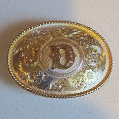 Montana Silversmiths Silver Plated Floral Oval Initial D Western Belt Buckle