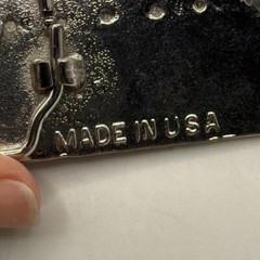 Vintage Silver Tone Black Belt Buckle Marble Stone Design Western Engraved