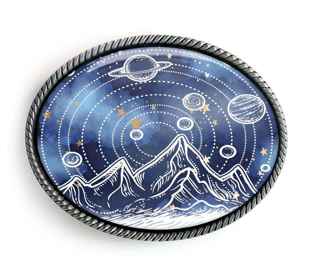 Outer Space Belt Buckle – Planets and Stars Sci-fi Belt Buckle – 13
