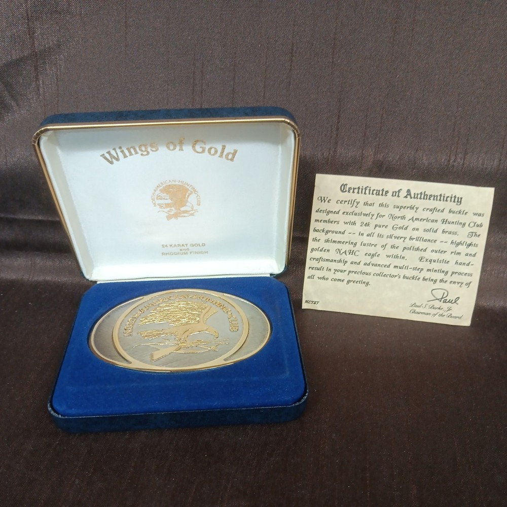 North American Hunting Club Vtg Wings of Gold 24 Karat Gold Rhodium Finish OB