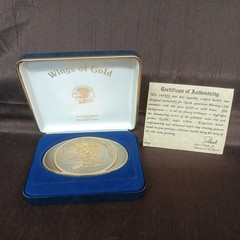North American Hunting Club Vtg Wings of Gold 24 Karat Gold Rhodium Finish OB