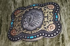 Nocona Mens Chief Skull Belt Buckle 37038