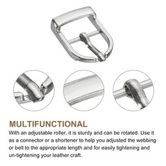 4Pcs 0.67&Prime; Single Prong Belt Buckle Oval Center Bar Buckles for Belt, Silver