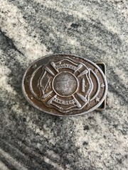 Vintage Belt Buckle Volunteer Fire dept Firefighter Solid Brass or Bronze