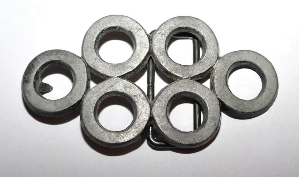 Multi Open Cut Circles Pewter Tone Belt Buckle 4.25&Prime; Long 2.25&Prime; High