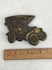 VERY NICE Oldtime Automobile Antique Car Cord Model A Solid Brass Belt Buckle