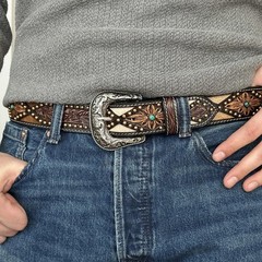 Antique Worn Western Floral Engraved Antique Belt Buckle 1 1/2&Prime;