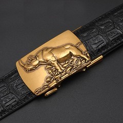 Men&rsquo;s Gold Tone Metal Animal Print Automatic Latch Belt Buckle 1.5in Rectangular