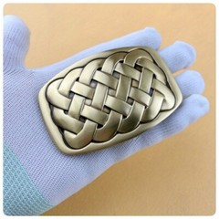 1pc Heavy-duty Solid Brass Belt Buckle 3.5 X 2 Inches Retro Woven Pattern Design