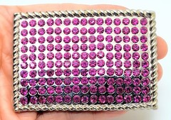 Fashion Men Women western classic Belt Buckle Silver Metal hot pink rhinestones