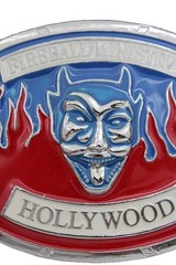 Men Women Silver Metal Buckle Hollywood Fireball Ministry Devil Fire Red Blue