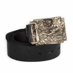 German silver belt buckle Banderstadt, Artistic sculptural fighting skull buckle