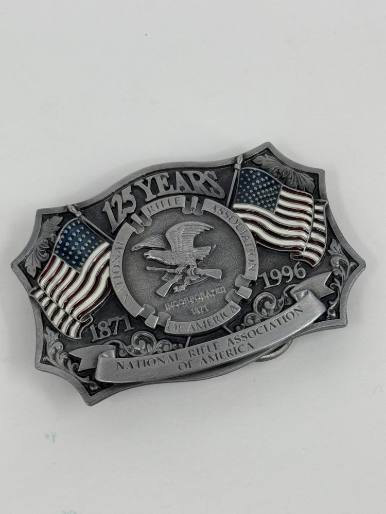 Vintage NRA National Rifle Association Of America Pewter Belt Buckle Made In USA