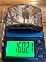Native Style Eagle Carved Hand Made Design Sterling Silver Turquoise Buckle Belt