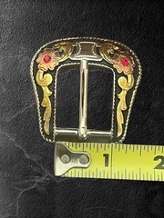 Tandy Leather Western 1” Two Time Belt Buckle W-Crystals