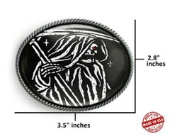 Grim Reaper Gothic Death Skeleton Handmade Oval Belt Buckle – 427