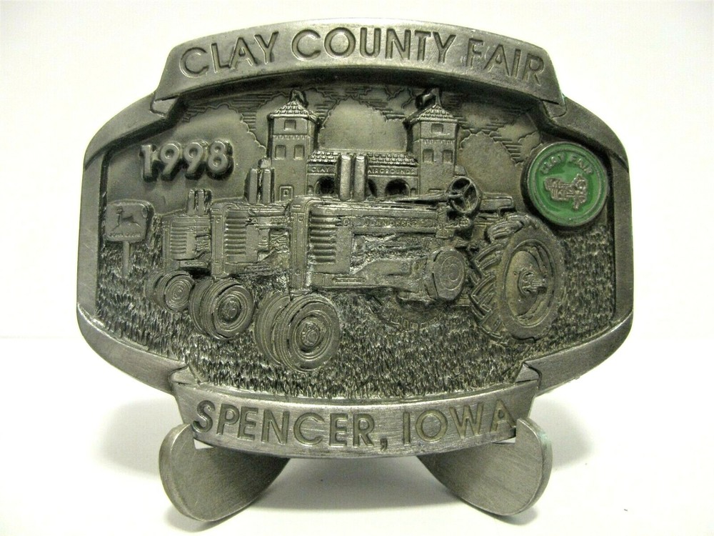 Clay County Fair Spencer Iowa 1998 John Deere 2 Cylinder Tractors Belt Buckle jd