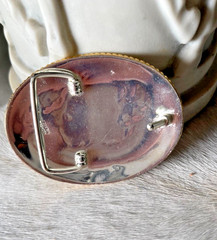 Western Initial Belt Buckle 3.5 x 2 5/8 in Oval R Silver Engraved Gold 1.75