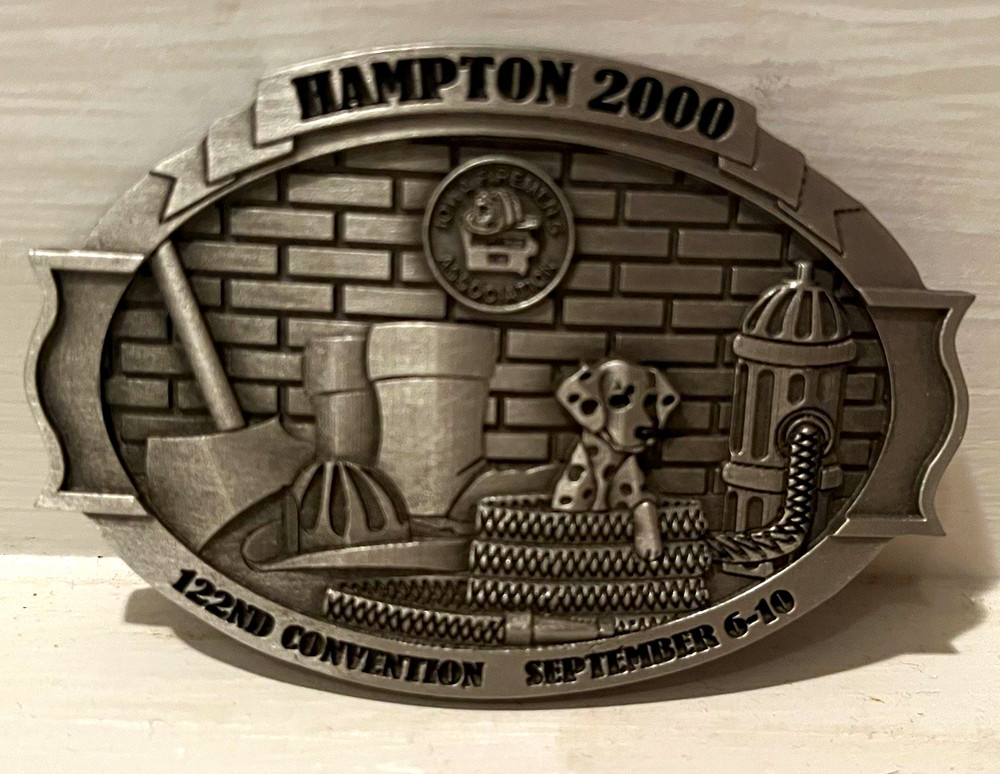 Hampton Iowa 2000 122nd Convention Metal Western Belt Buckle fireman’s
