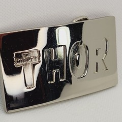 The Mighty THOR Solid Metal Men&rsquo;s Belt Buckle Silver Shiny Chrome Marvel 2011