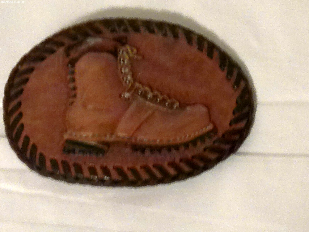 Vintage Men&rsquo;s Brown Stitched Leather Bucklehead Embossed Shoe Handmade 2.75X3.75