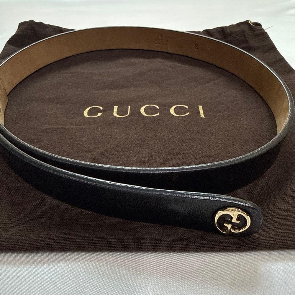 GUCCI Pre-Owned Vintage Leather Belt Black Gg Logo