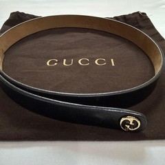 GUCCI Pre-Owned Vintage Leather Belt Black Gg Logo